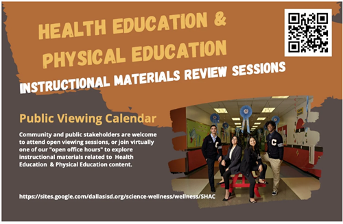  Dallas ISD Physical Education & Health Department to host Instructional Materials Review Sessions
